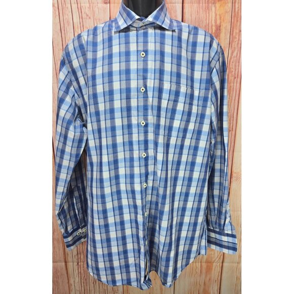 Peter Millar Mens Blue Long-Sleeve Button-Down Shirt Large - Picture 1 of 6